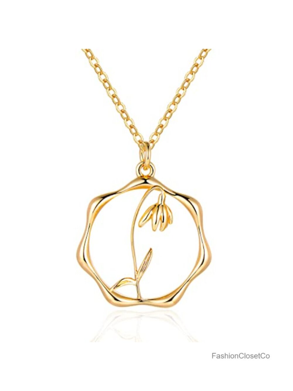 18K Gold Plated Birth Flower Necklace Dainty Pendant